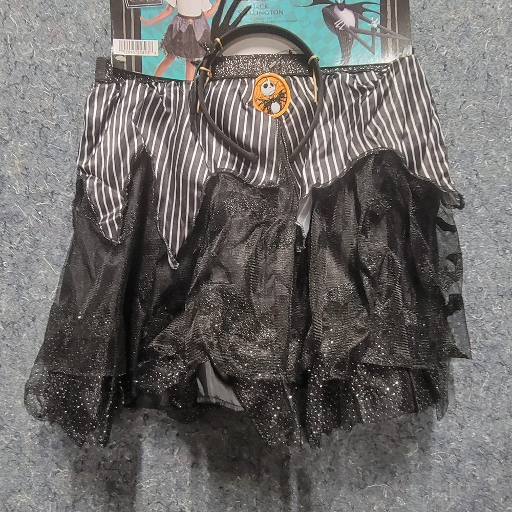 Kids-Girls Halloween Jack Skellington Skit‎ & Headband New Age 7and up